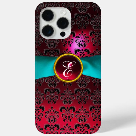 Coques Case-Mate iPhone DAMASK MONOGRAM DE FILLE rouge bordeaux blanc ruba (Verso)