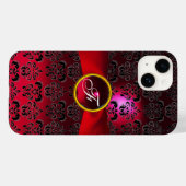 Coques Case-Mate iPhone DAMASK MONOGRAMME rouge bordeaux ruban (Verso (horizontal))