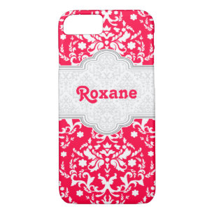 Case-Mate iPhone Case Damask motif rouge, blanc mignon girly