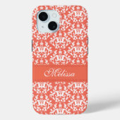 Coques Case-Mate iPhone Damask orange emberglow name (Verso)