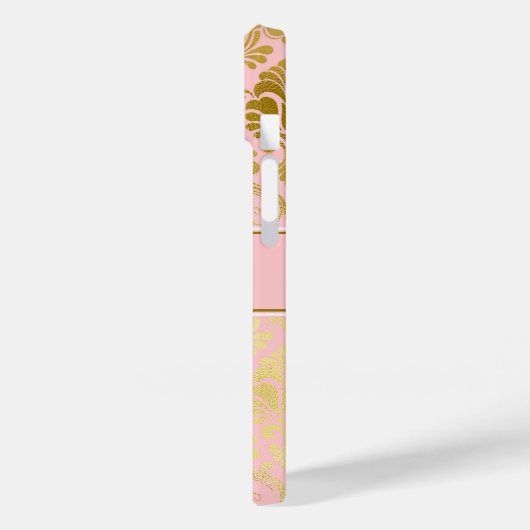 Coques Case-Mate iPhone Damask Patch Blush Pink Gold Nom Monogramme (Verso / Gauche)