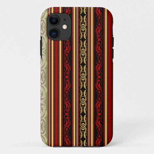 Coques Case-Mate iPhone Damask Red Gold Black Stripes (Dos)