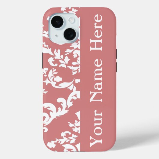 Coques Case-Mate iPhone Damask rose gras avec nom @ Emporiomoffa (Verso)