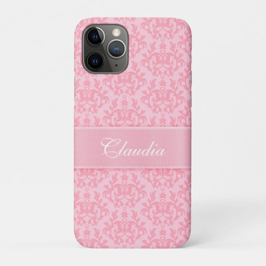 Coques Case-Mate iPhone Damask rose pâle kangourou nom de patte (Dos)