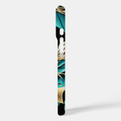 Coques Case-Mate iPhone Damask Rose Turquoise, or et noir (Verso / Gauche)