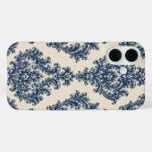Coques Case-Mate iPhone Damassé bleu et blanc (Verso (horizontal))