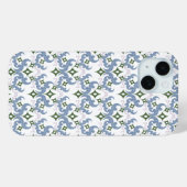 Coques Case-Mate iPhone damassé bleu et vert ornement pointillisme (Verso (horizontal))