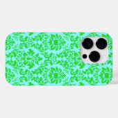 Coques Case-Mate iPhone Damassé bleu vert (Verso (horizontal))