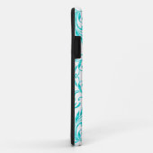 Coques Case-Mate iPhone Damassé de bleu d'Aqua de monogramme (Dos/Droite)