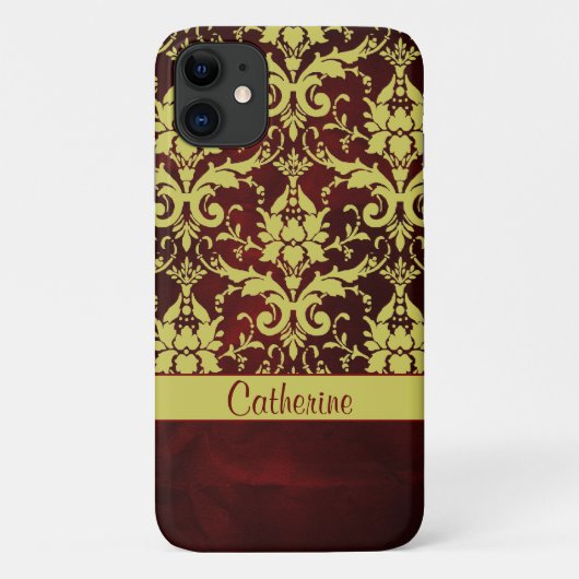 Coques Case-Mate iPhone Damassé de Bourgogne d'or personnalisée (Dos)