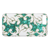 Coques Case-Mate iPhone Damassé de parties scintillantes de turquoise (Dos (Horizontal))