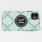 Coques Case-Mate iPhone Damassé élégante de menthe d'obscurité (Dos (Horizontal))