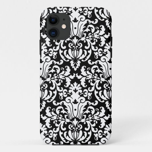 Coques Case-Mate iPhone Damassé élégante noire et blanche (Dos)