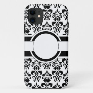 Case-Mate iPhone Case Damassé et monogramme noirs