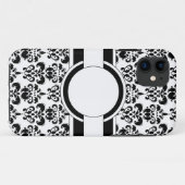 Coques Case-Mate iPhone Damassé et monogramme noirs (Dos (Horizontal))