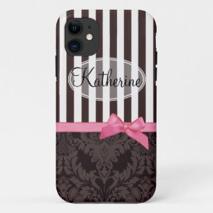 Case-Mate iPhone Case Damassé et rayures noires élégantes