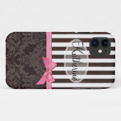 Coques Case-Mate iPhone Damassé et rayures noires élégantes (Dos (Horizontal))