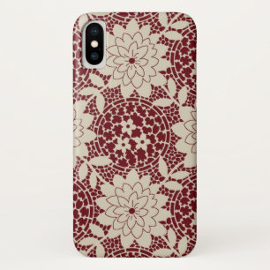 Case-Mate iPhone Case damassé floral crème de Bourgogne