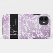 Coques Case-Mate iPhone Damassé florale pourpre et blanche de chardon (Dos (Horizontal))