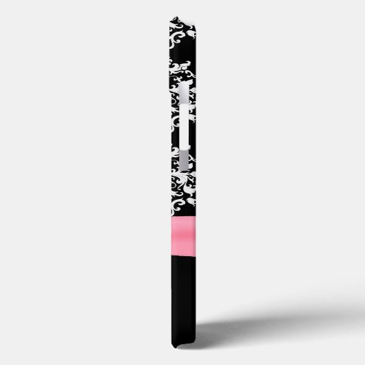 Coques Case-Mate iPhone Damassé noir et blanc chic (Verso / Gauche)