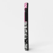 Coques Case-Mate iPhone Damassé noire et blanche/caisse rose de fausse (Dos/Gauche)