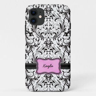 Case-Mate iPhone Case Damassé noire et blanche personnalisée