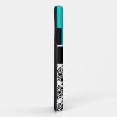 Coques Case-Mate iPhone Damassé noire turquoise personnalisée d'Aqua (Dos/Droite)