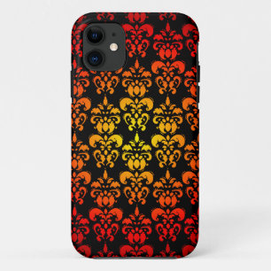 Coques Pour iPhone Damassé rouge, jaune et noir