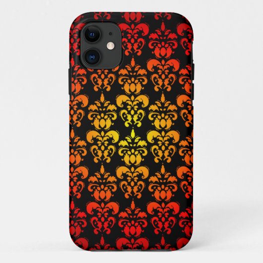 Coques Case-Mate iPhone Damassé rouge, jaune et noir (Dos)