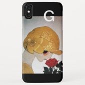 COQUES Case-Mate iPhone DAME AU MONOGRAMME ART DÉCO ROSE ROUGE (Dos)