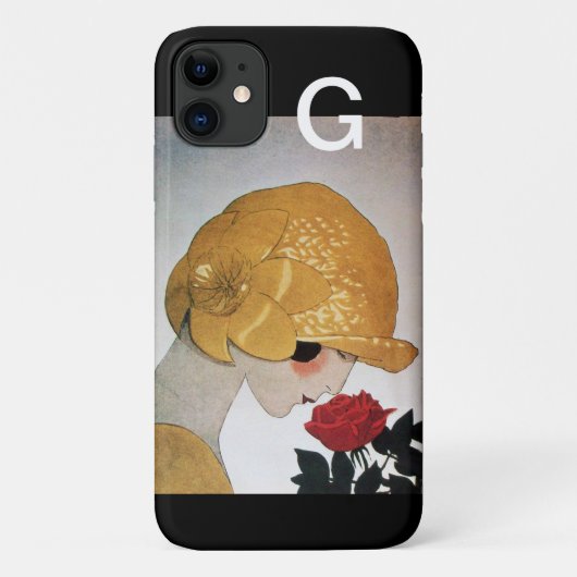 COQUES Case-Mate iPhone DAME AU MONOGRAMME DE ROSE ROUGE (Dos)