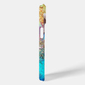 COQUES Case-Mate iPhone DAME BLEUE BOUTTERFLY, MONOGRAMME TURQUOISE OR SPA (Verso / Droite)