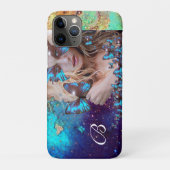 COQUES Case-Mate iPhone DAME BLEUE BOUTTERFLY, MONOGRAMME TURQUOISE OR SPA (Dos)