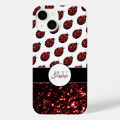 Coques Case-Mate iPhone Dame coccinelle fausses paillettes motif monogramm (Verso)