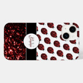 Coques Case-Mate iPhone Dame coccinelle fausses paillettes motif monogramm (Verso (horizontal))