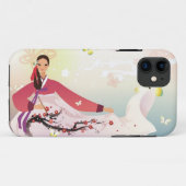 Coques Case-Mate iPhone Dame coréenne dans un hanbok (Dos (Horizontal))