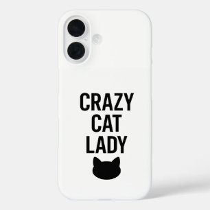 Coques iPhone 16 Dame de chat fou - Drôle cadeau Amoureux des chats