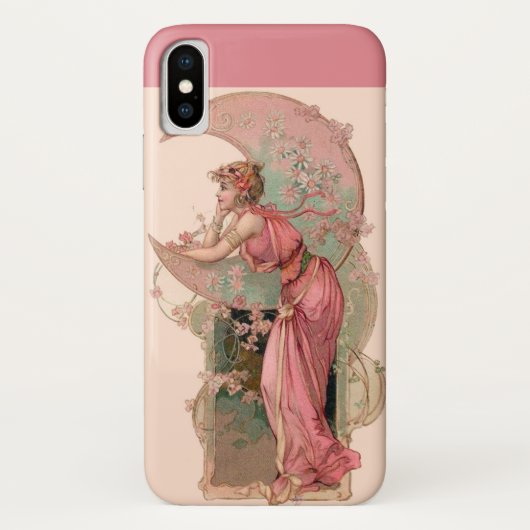 COQUES Case-Mate iPhone DAME DE LA LUNE AVEC FLEURS EN ROSE (Dos)