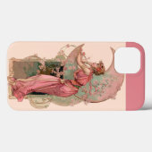 COQUES Case-Mate iPhone DAME DE LA LUNE AVEC FLEURS EN ROSE (Verso (horizontal))