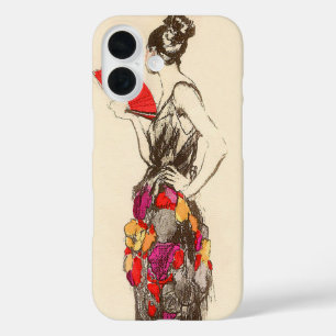 Coques iPhone 16 Dame de mode vintage avec une robe de printemps