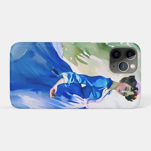 Coques Case-Mate iPhone Dame en Robe Bleue - Peinture aquarelle (Dos (Horizontal))