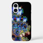 Coques Case-Mate iPhone Dame ÉPHÉMÉRALE Avec Masque Fracté Bleu Noir (Verso)