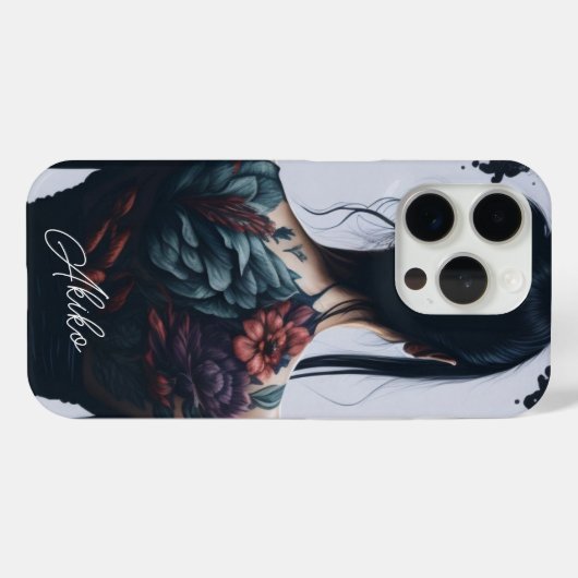 Coques Case-Mate iPhone Dame japonaise tatouée (Verso (horizontal))