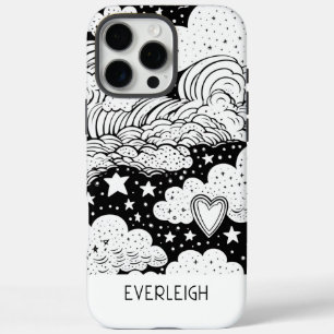Coques iPhone 16 Pro Max Dames célestes Doodles Personnalisés