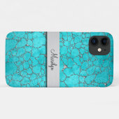Coques Case-Mate iPhone Dames Classieuses Motif Turquoise Monogramme (Dos (Horizontal))