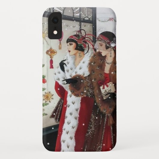 Coques Case-Mate iPhone dames de Noël rétro art déco (Dos)