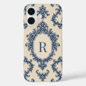 Coques Case-Mate iPhone Damier Bleu Personnalisé avec Monogramme (Verso)