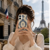 Coques Case-Mate iPhone Damier Bleu Personnalisé avec Monogramme