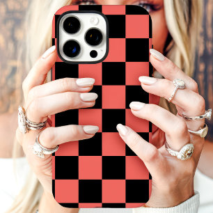 Coques iPhone 16 Pro Max Damier Corail Noir