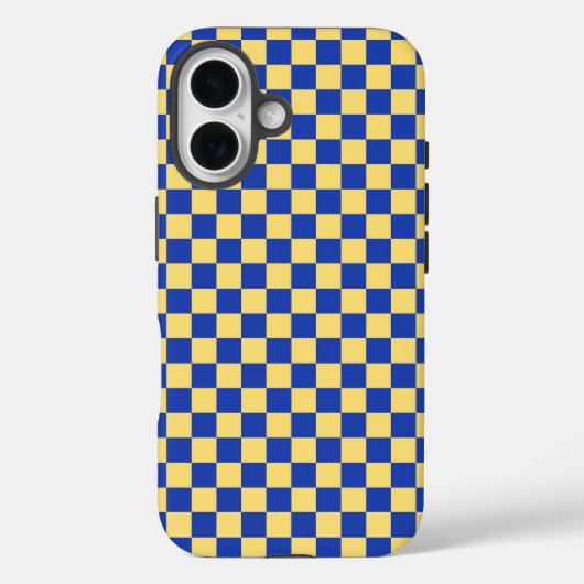 Coques Case-Mate iPhone Damier jaune et bleu à carreaux (Verso)